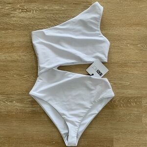 Beach Riot Celine One Shoulder Cut-Out Swimsuit One Piece Swim White M NWT New